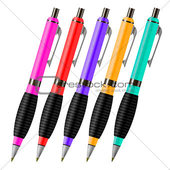 Set of Colorful Pens Isolated