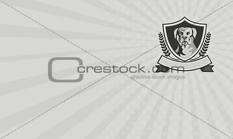 Business card Rottweiler Head Laurel Leaves Crest Black and White
