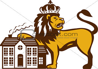 King Lion Paw on House Isolated Retro