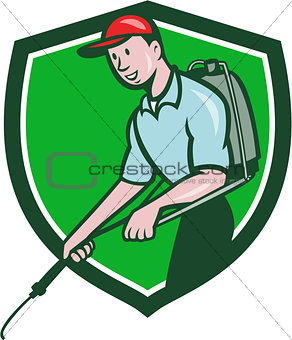 Pest Control Exterminator Spraying Crest Cartoon