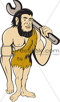 Neanderthal CaveMan With Spanner Cartoon