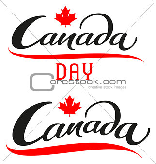 Canada Day. Set lettering text for greeting card