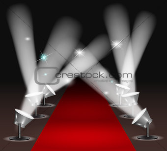 Red carpet with spotlights