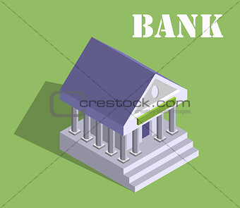 Bank finance money flat 3d web isometric infographic banking monetary concept vector. Loan, credit and financial service.