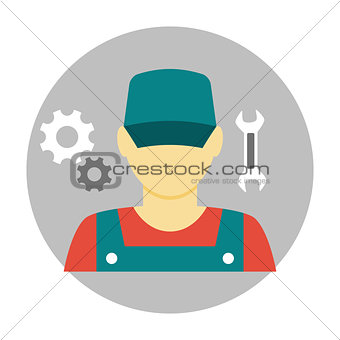 Mechanic avatar icon flat