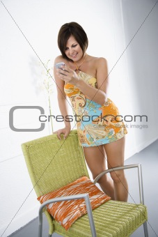 Woman using PDA.