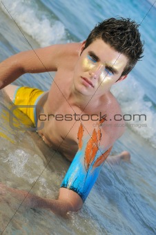 Young caucasian model on the beach