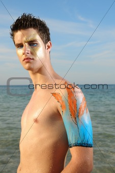 Young caucasian model on the beach