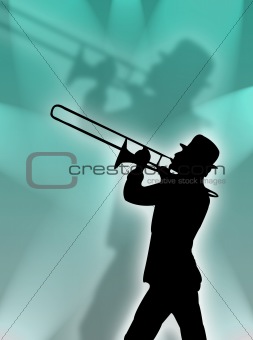 Trumpet player in the lights