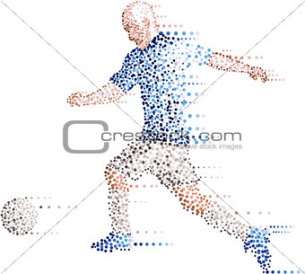 Abstract modern dots football soccer player, kick the ball