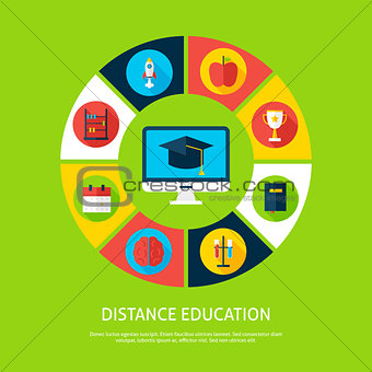 Distance Education Flat Infographic Concept