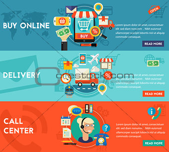 Buy Online, Call Center And Delivery Concept