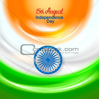 Indian Independence Day concept background with Ashoka wheel.
