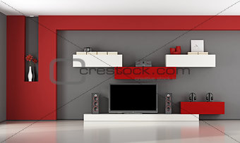 Modern living room with TV set