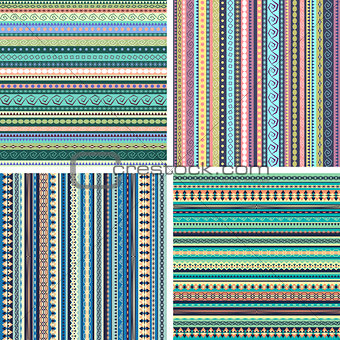 Set of colorful ethnic seamless patterns