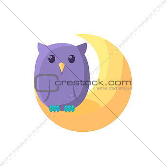 Owl Sitting On Crescent