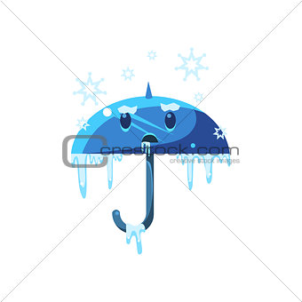 Frozen Umbrella With Ice