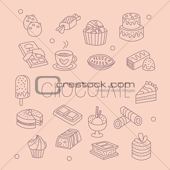 Chocolate Related Object Set With Text