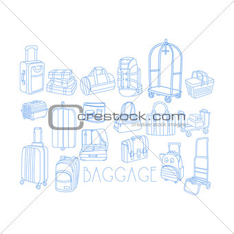 Baggage Related Object Set With Text