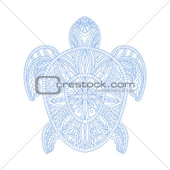 Turtle Stylised Doodle Zen Coloring Book Page
