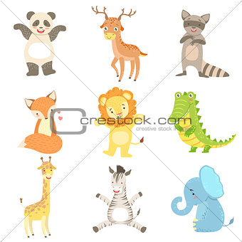 Humanized Animals Set Of Artistic Funny Stickers