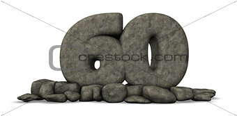 stone number sixty on white background - 3d rendering