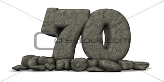 stone number seventy on white background - 3d rendering