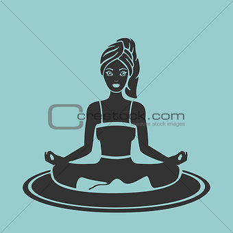 Vector Symbol Girl Yoga lotus pose