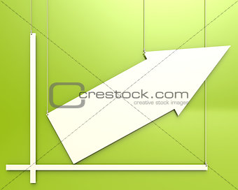Blank chart hang on green background