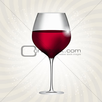 Full Glass of Red Wine on Swirl Background Vector Illustration