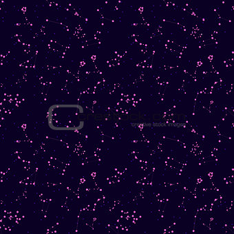 Seamless Pattern. Zodiac Sign of the Beautiful Bright Stars on C