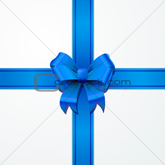 Bright blue bow-knot with tape on white