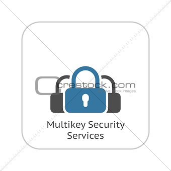 Multikey Security Services Icon. Flat Design.