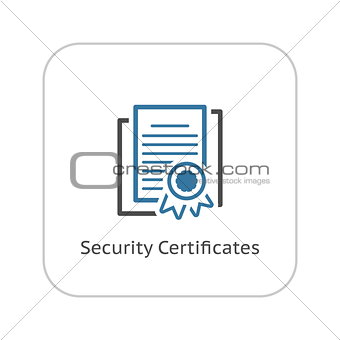Security Certificates Icon. Flat Design.