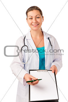 Doctor shot in the studio on a white background