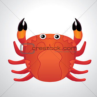 red colored crab with patch of reflected light abstract