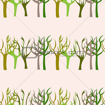 Hand Drawn Trees Seamless Pattern