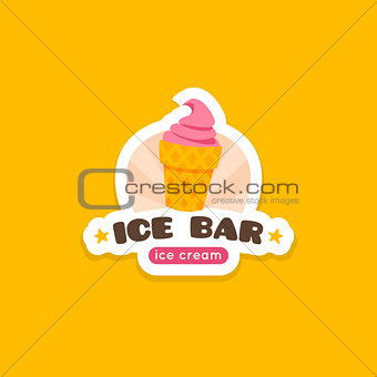 Vector ice cream logo template. Sweets cafe label.
