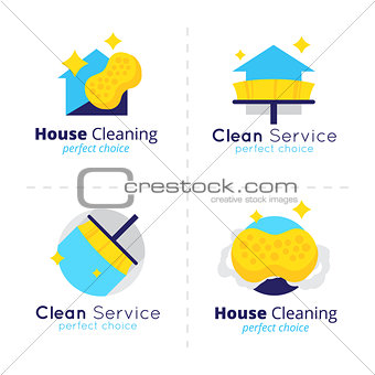 Vector house cleaning logo collection. Cleaning service symbol set.