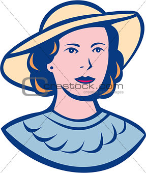 Woman Wearing Hat Isolated Retro