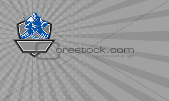 Business card Ice Hockey Goalie Crest Retro