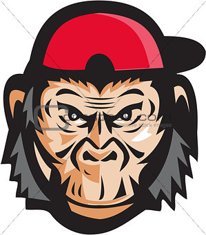 Angry Chimpanzee Head Baseball Cap Retro