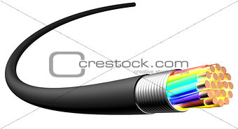 Electrical cable on white background. Close-up