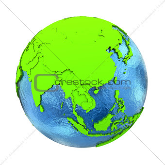 Southeast Asia on green Earth