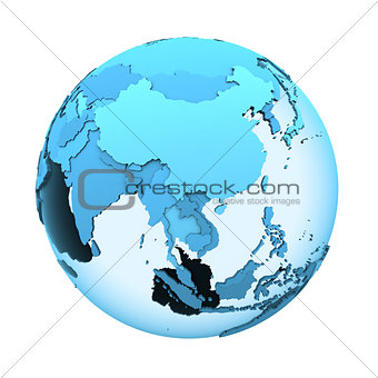 Southeast Asia on translucent Earth