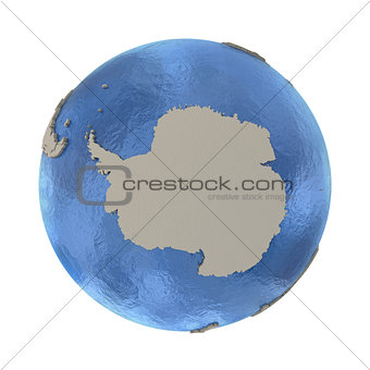 Antarctica on model of planet Earth