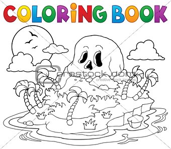 Coloring book pirate skull island