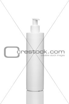 Plastic bottle for liquid cosmetic isolated on a white background