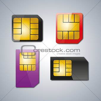 Set SIM card, vector illustration.
