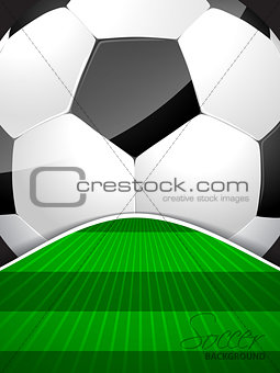Abstract soccer brochure with ball and bursting field